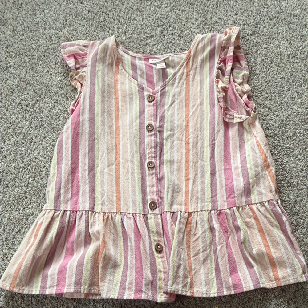 Cat & Jack Multicolor Striped Blouse with Ruffle Sleeves